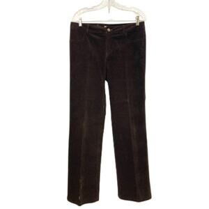 CAbi Brown Velvet Velour Straight Leg Mid Rise Trousers Slacks Pants